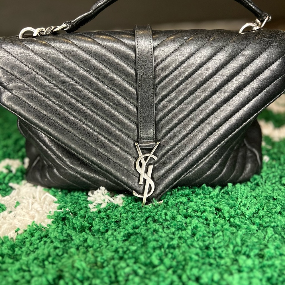 Yves Saint Laurent Large Black Quilted Leather Handbag